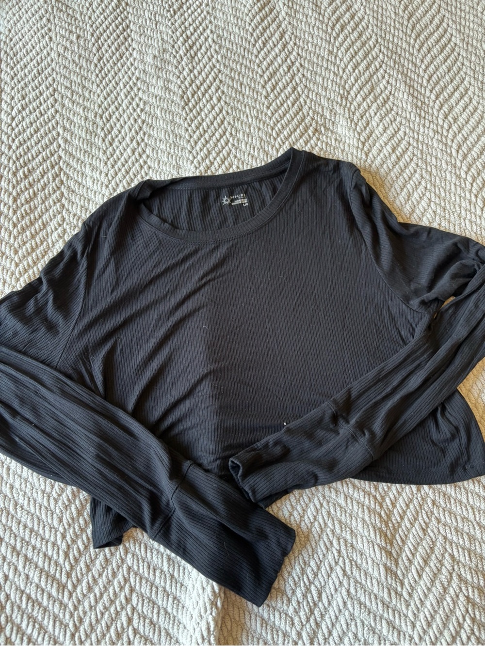 aerie Black Ribbed Long Sleeve Tee